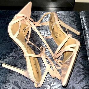 DEleventh tan like new strappy high heel Stiletto sandals size 41 or 9.5
